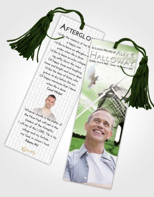 Funeral Bookmark Template Loving Windmill of Honor