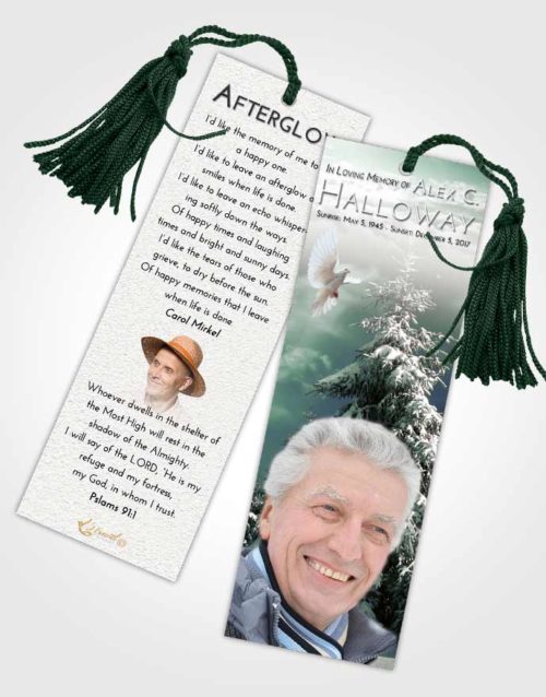 Funeral Bookmark Template Loving Winter Wonderland