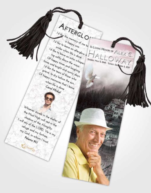 Funeral Bookmark Template Morning Lake House