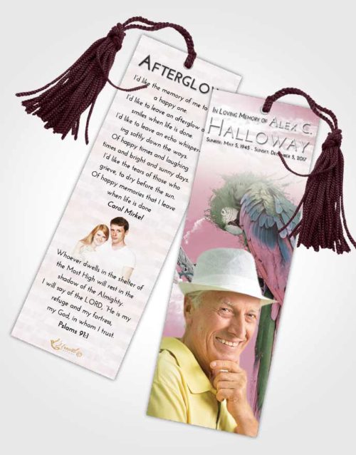 Funeral Bookmark Template Morning Magical Parrot