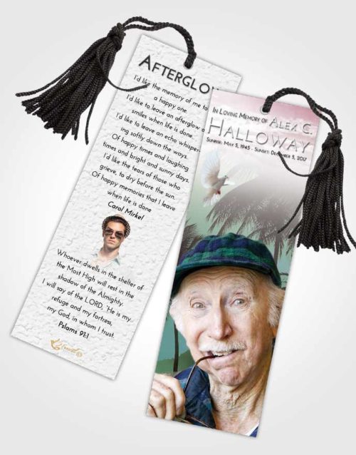 Funeral Bookmark Template Morning Palm Paradise