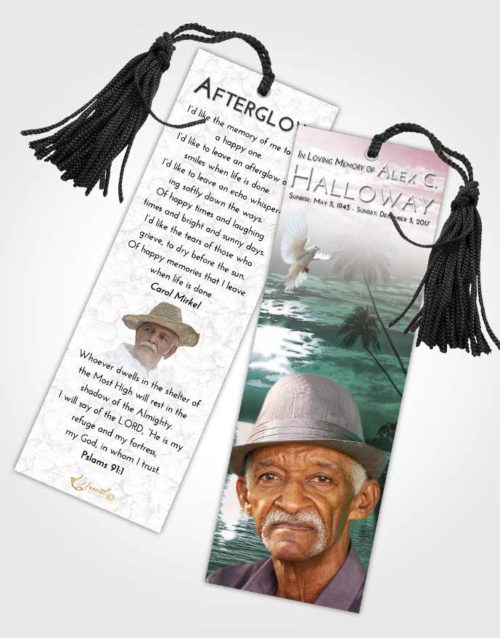 Funeral Bookmark Template Morning Tropical Beach