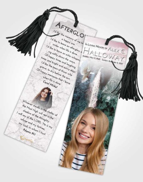 Funeral Bookmark Template Morning Waterfall Happiness