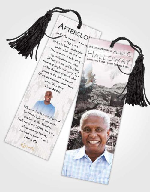 Funeral Bookmark Template Morning Waterfall Masterpiece