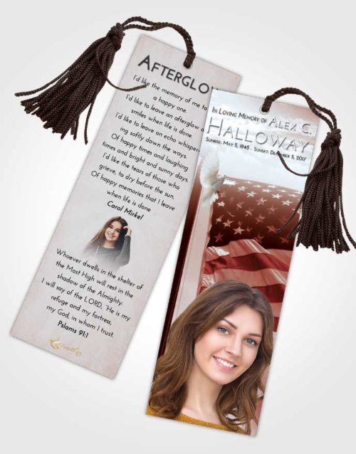 Funeral Bookmark Template Ruby Love American Honor