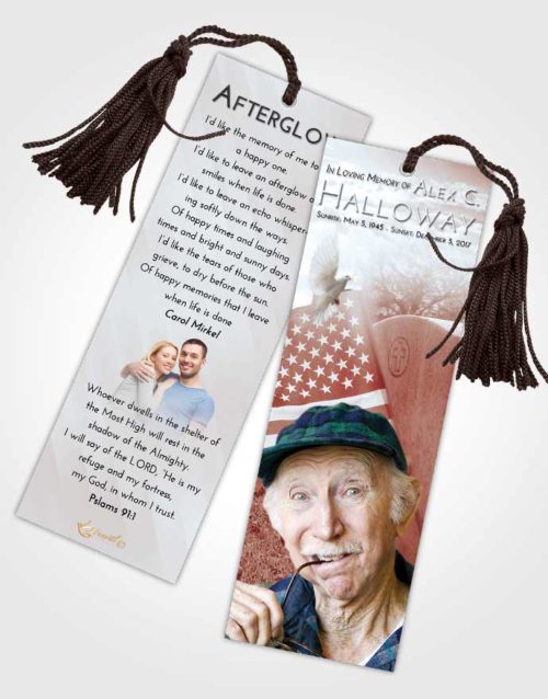 Funeral Bookmark Template Ruby Love American Smile