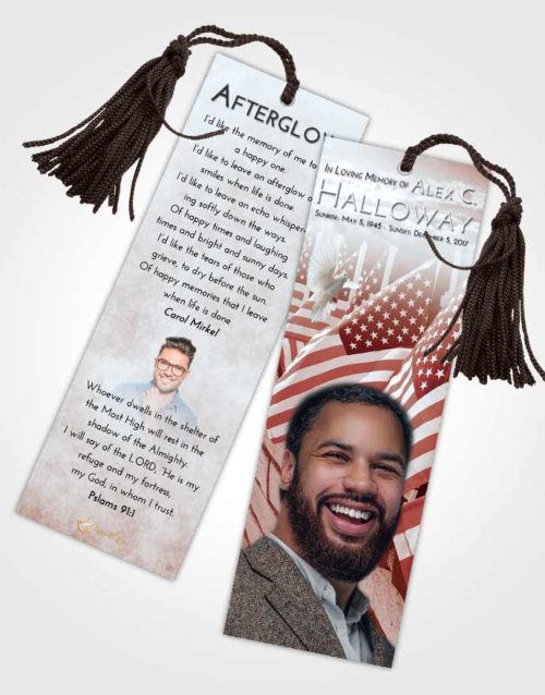 Funeral Bookmark Template Ruby Love American Victory
