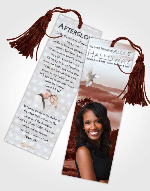 Funeral Bookmark Template Ruby Love Misty Forest