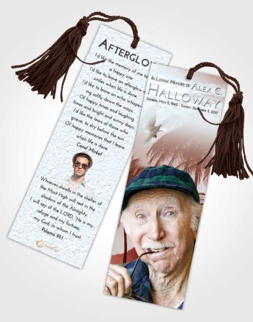 Funeral Bookmark Template Ruby Love Palm Paradise
