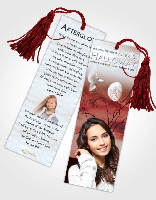 Funeral Bookmark Template Ruby Love Soft Moonlight