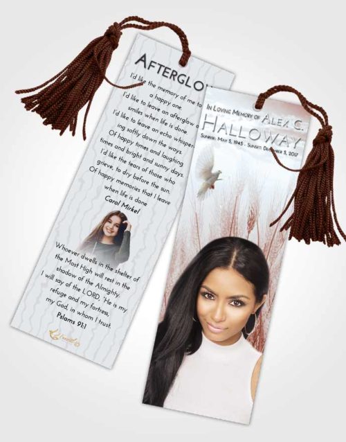 Funeral Bookmark Template Ruby Love Soft Wheat