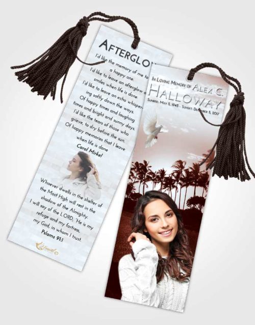 Funeral Bookmark Template Ruby Love Summer Palms