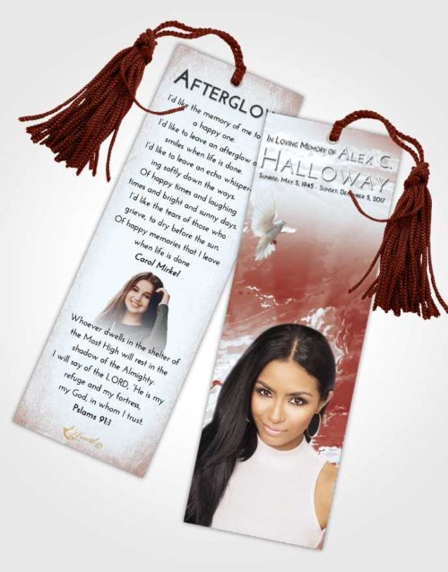 Funeral Bookmark Template Ruby Love Sunset Mystery
