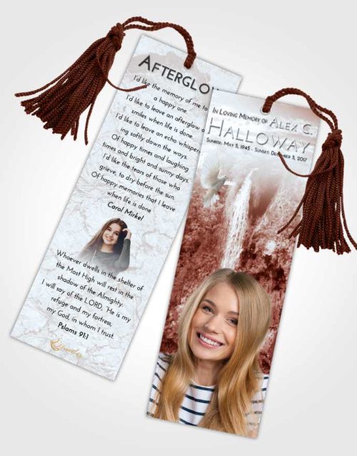 Funeral Bookmark Template Ruby Love Waterfall Happiness