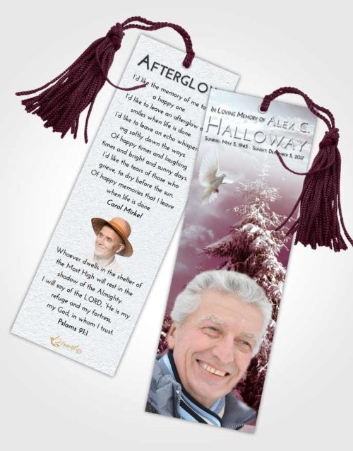 Funeral Bookmark Template Ruby Love Winter Wonderland