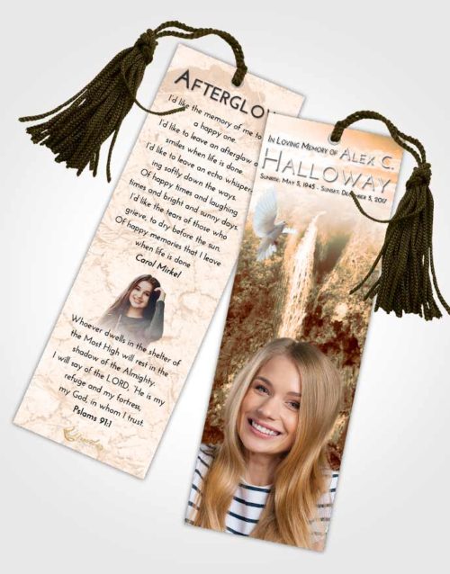 Funeral Bookmark Template Soft Dusk Waterfall Happiness