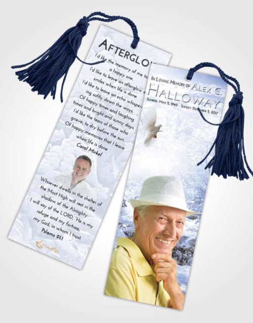 Funeral Bookmark Template Splendid Silver Stream