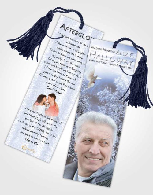 Funeral Bookmark Template Splendid Snowy Love