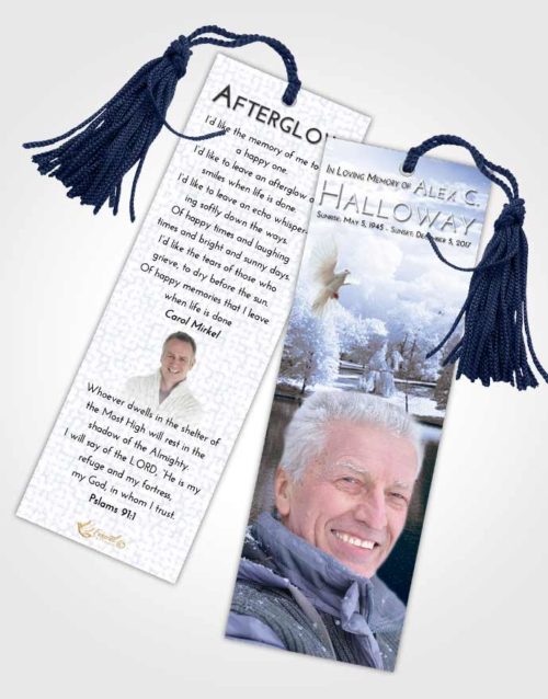 Funeral Bookmark Template Splendid White Winter Park