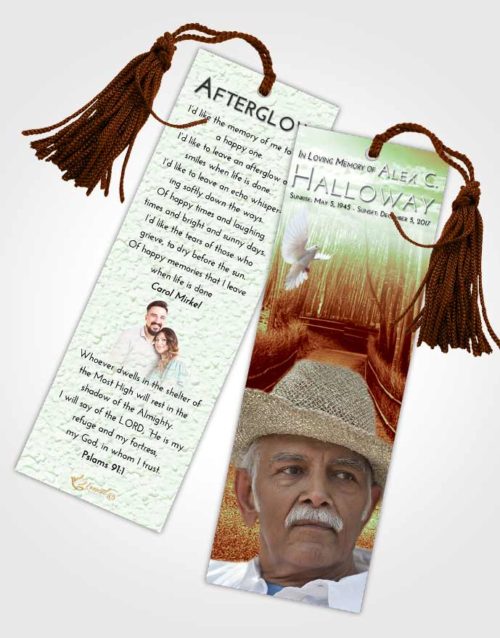 Funeral Bookmark Template Strawberry Mist Bamboo Forest