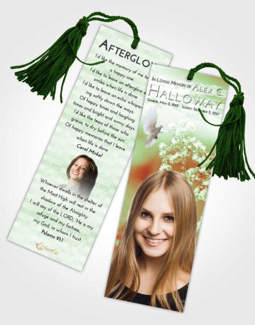 Funeral Bookmark Template Strawberry Mist Colorful Spring
