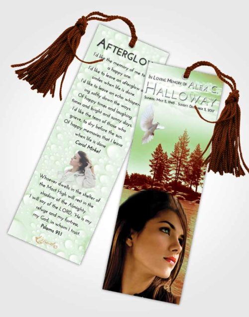 Funeral Bookmark Template Strawberry Mist Coral Waters