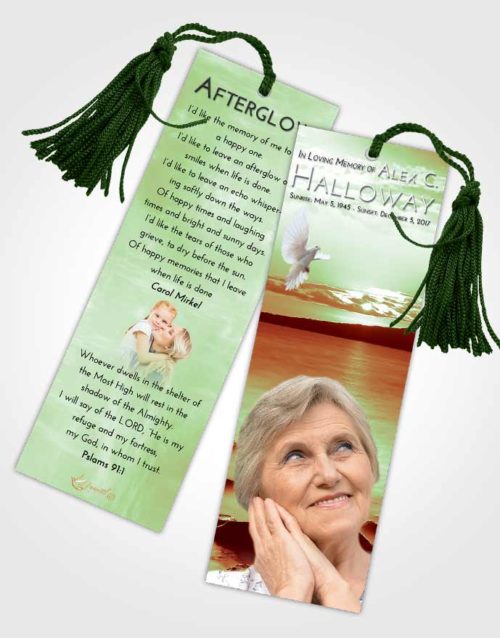 Funeral Bookmark Template Strawberry Mist Lake Front