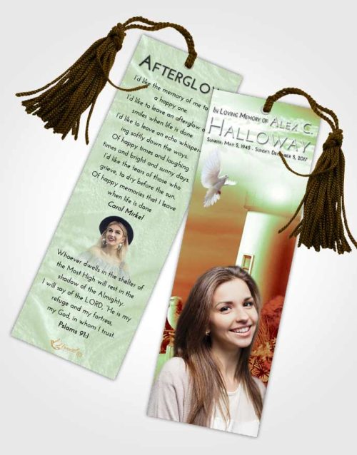 Funeral Bookmark Template Strawberry Mist Lighthouse Mystery