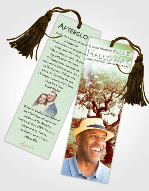 Funeral Bookmark Template Strawberry Mist Loving Leaves