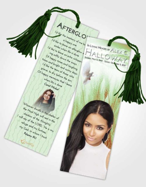 Funeral Bookmark Template Strawberry Mist Soft Wheat