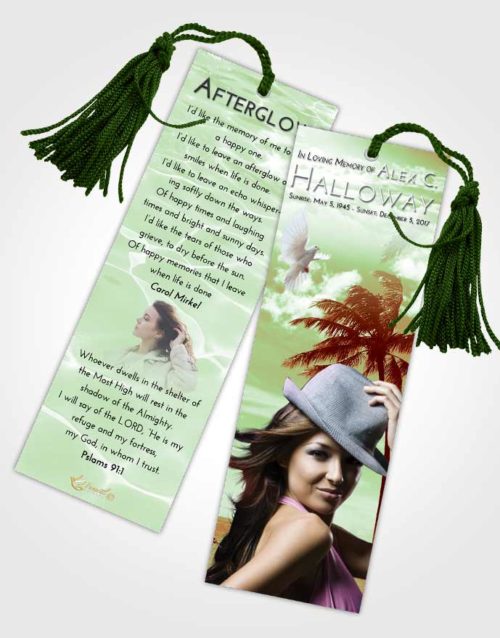 Funeral Bookmark Template Strawberry Mist Tropical Breeze
