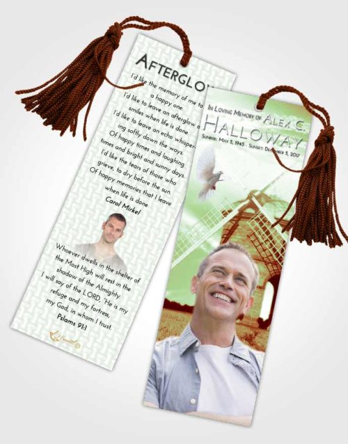 Funeral Bookmark Template Strawberry Mist Windmill of Honor