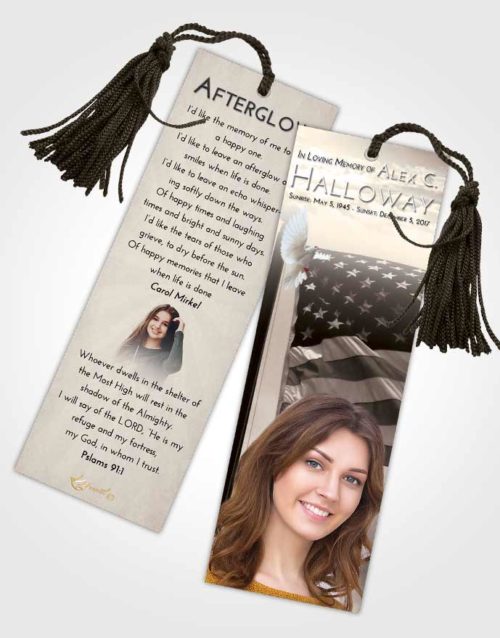 Funeral Bookmark Template Tranquil American Honor