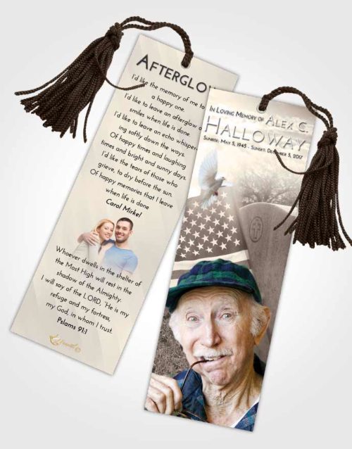Funeral Bookmark Template Tranquil American Smile