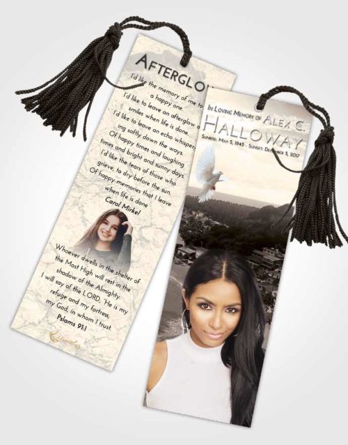 Funeral Bookmark Template Tranquil Beach Life