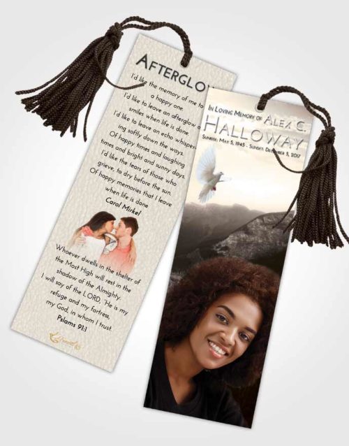 Funeral Bookmark Template Tranquil Graceful Mountains