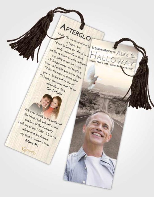 Funeral Bookmark Template Tranquil Highway Cruise