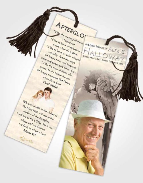 Funeral Bookmark Template Tranquil Magical Parrot