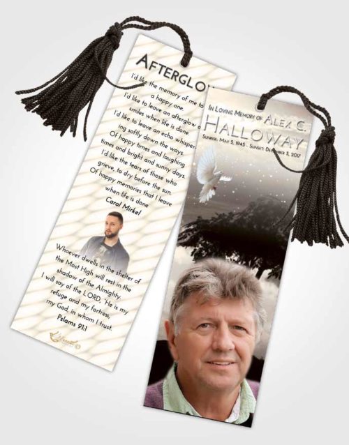 Funeral Bookmark Template Tranquil Scenic Sky