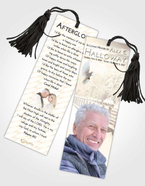 Funeral Bookmark Template Tranquil Snow Walk