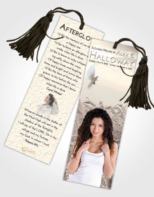 Funeral Bookmark Template Tranquil Summer Wheat