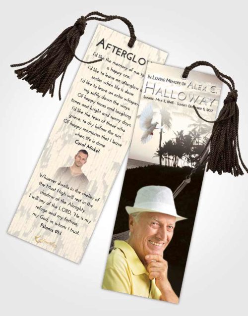 Funeral Bookmark Template Tranquil Sunset in a Hammock