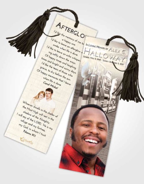 Funeral Bookmark Template Tranquil USA