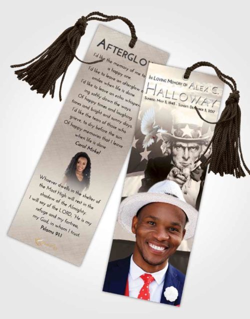 Funeral Bookmark Template Tranquil Uncle Sam