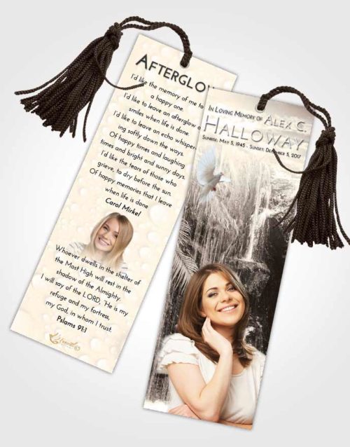 Funeral Bookmark Template Tranquil Waterfall Breeze
