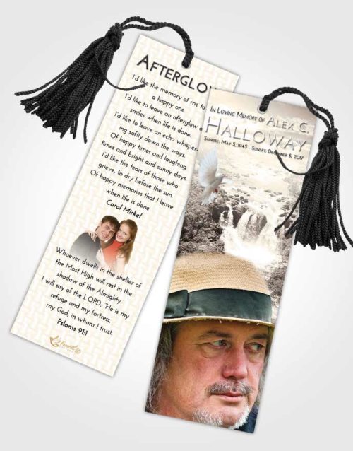 Funeral Bookmark Template Tranquil Waterfall Liberty