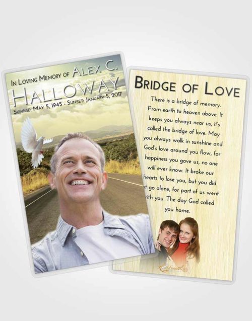 Funeral Prayer Card Template At Dusk Highway Cruise