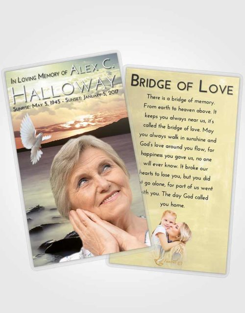 Funeral Prayer Card Template At Dusk Lake Front