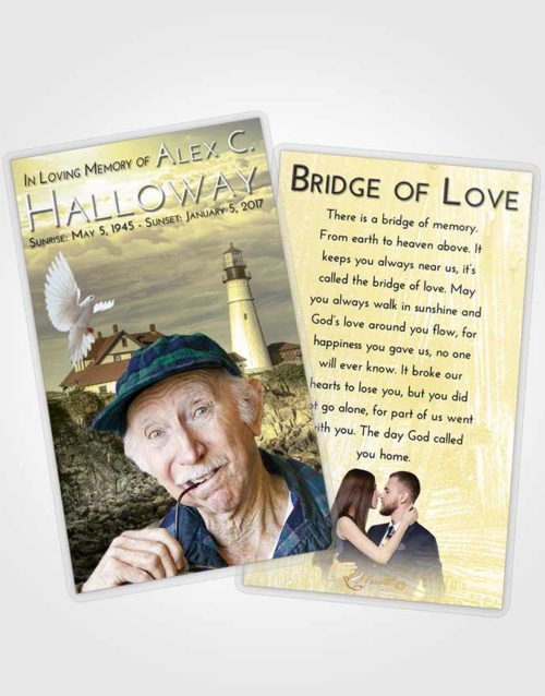 Funeral Prayer Card Template At Dusk Lighthouse Journey