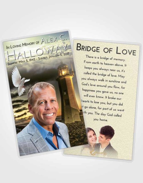 Funeral Prayer Card Template At Dusk Lighthouse Magnificence